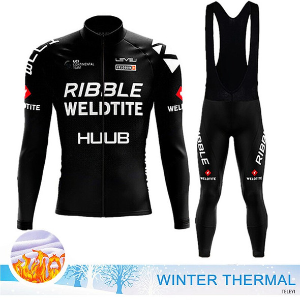 2024 HUUB Team Cycling Jersey Set Winter Biack Long Sleeve Clothing
