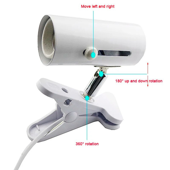 E27 Metal Habitat UVA+UVB Fish Tank Heating Reptile Light Clamp Bulb Clip Pet Stand With Switch Fixture Lamp Holder Base Turtle