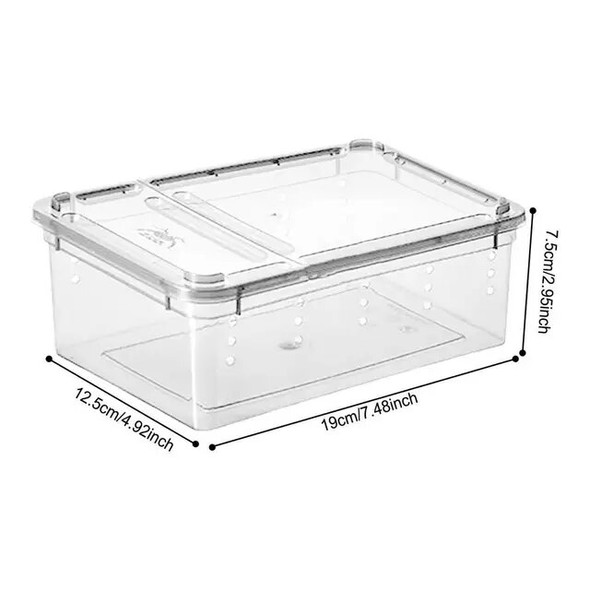 19cmx12.5cmx7.5cm Terrarium For Reptiles Spider Transparent Plastic Feeding Box Insect Food Feeding Container Terrarium Bowls