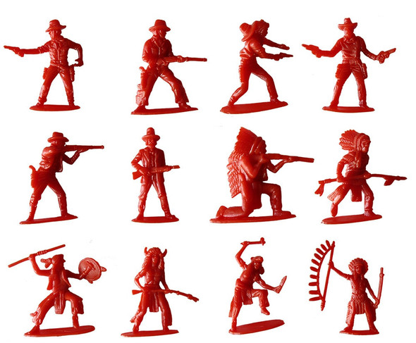 60pcs/lot Plastic Soldier Toys 5cm Hight Twelve Kinds of Styling Indigenous Indian Soldiers Cowboy Classic Retro Gifts for Kids