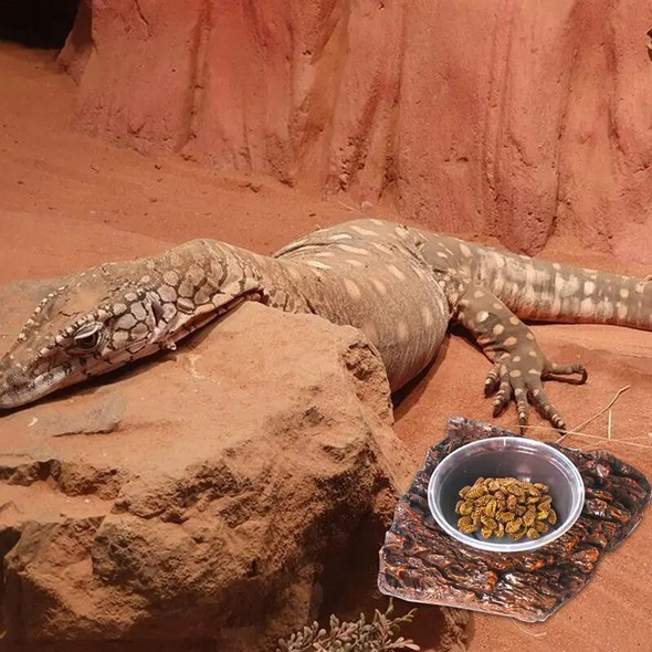 Pet Feeding Bowl Resin Reptile Food Holder with Rock Design Terrarium Fogger Dish Water Tank Bowls Food Water Storage Basin