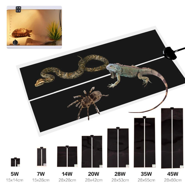 5W/7W/14W/20W/28W Reptile Heating Pad Hermit Crab Heater Heat Mat for Reptiles Snake Lizard Terrarium Adjustable Temperature