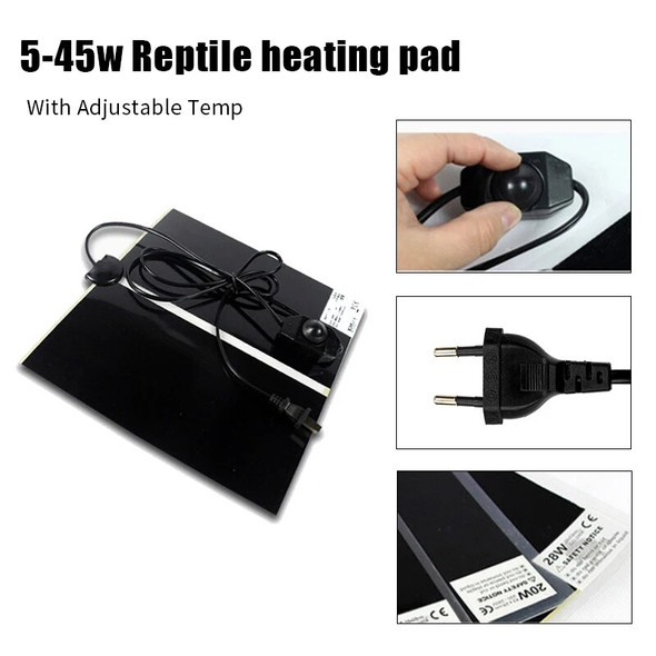 5-45W Reptiles Heat Mat Amphibiens Terrarium Climbing Pet Heating Warm Pad Blanket Adjustable Temperature Controller Regulator