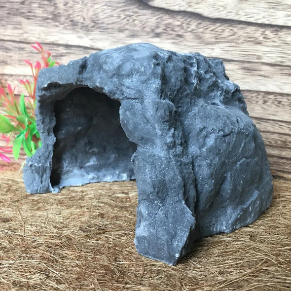 Reptile Rock Hide Cave, Small Aquarium Habitat Decor Rock Tortoise Hideout for Lizards and Turtles