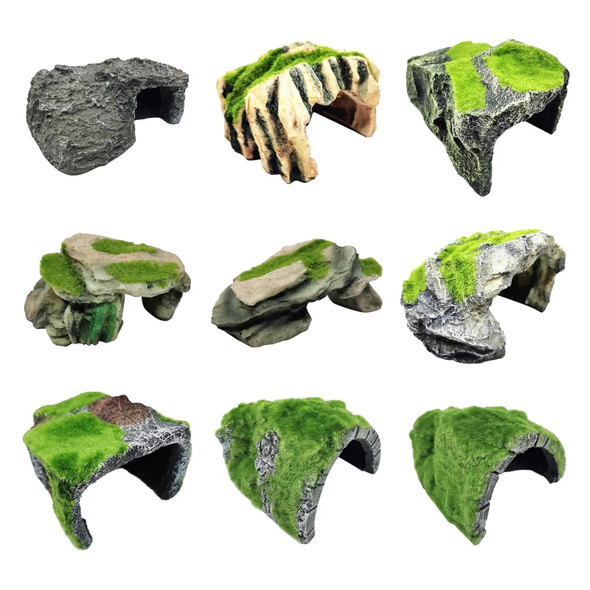 Reptile Hiding Cave Snake Turtle Hide Cave Resin Material Fish Tank Aquarium Landscaping Decoration Pet Supplies