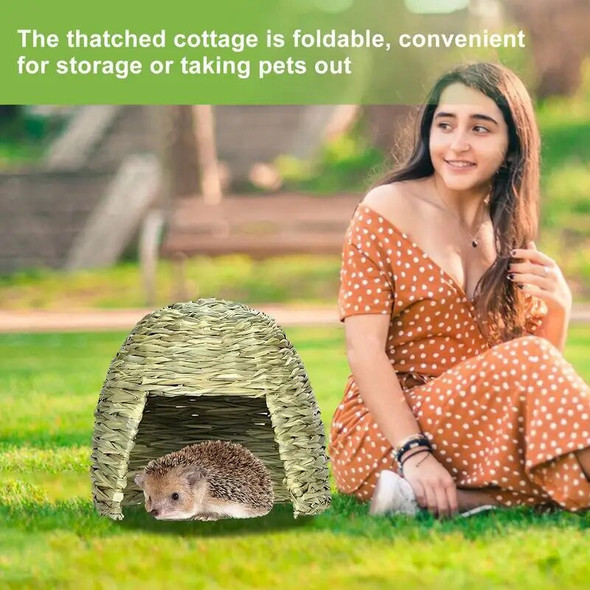 Grass House For Rabbits Sleeping Bed Grass Nest Hiding Nest For Guinea Pig Hideouts Small Animal Play Hideaway Bed Habitat Decor
