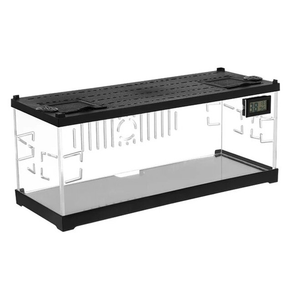 Reptile Acrylic Terrarium Tank Micro Habitat Terrarium Enclosure Amphibians Tank Cage With Thermohygrometer