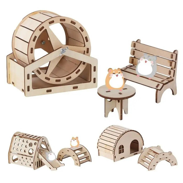 Wooden Hamster Hideout Wood Small Animals Cage Reusable Small Animals Cage Accessories Animal Habitat Decor For Guinea Pigs And