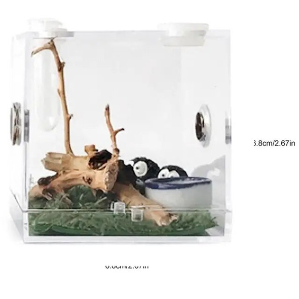 Mini Reptiles Breeding Box Clear Acrylic Cage Habitat Insect Feeding Box Terrarium Tank Escape Proof For Jumping Spider