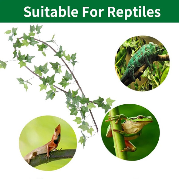 Flexible Tree Vines With Green Leaves Plants Rattan Habitat Bendable Jungle Branches For Climb Pet Reptiles Terrarium Decoration