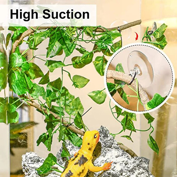 Flexible Tree Vines With Green Leaves Plants Rattan Habitat Bendable Jungle Branches For Climb Pet Reptiles Terrarium Decoration