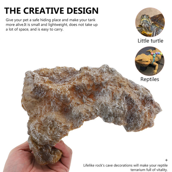 Reptile Hideout House Frog Decor Turtle Cave Decorate Reptile Terraces Resin Basking Rocks Reptiles Floating Platform