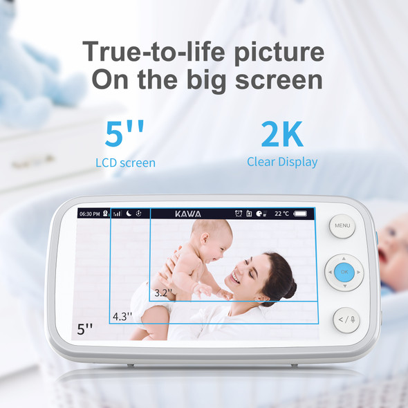 KAWA 2K Baby Monitor with Camera Audio Video Nanny Wireless Camera