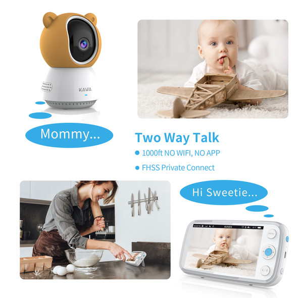 KAWA 2K Baby Monitor with Camera Audio Video Nanny Wireless Camera