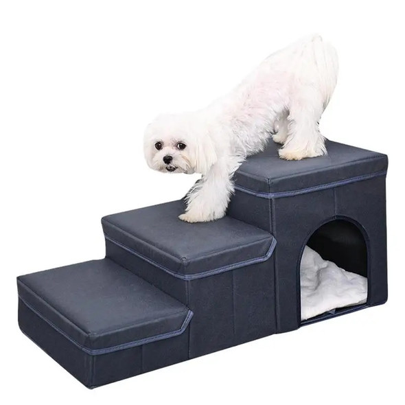 3 Layers Pet Dog Stairs Steps Pet 3 Steps Stairs Non-Slip Pet Steps Foam Ladder Portable Bed Slope Ladder Foldable Ramp Pet Toy