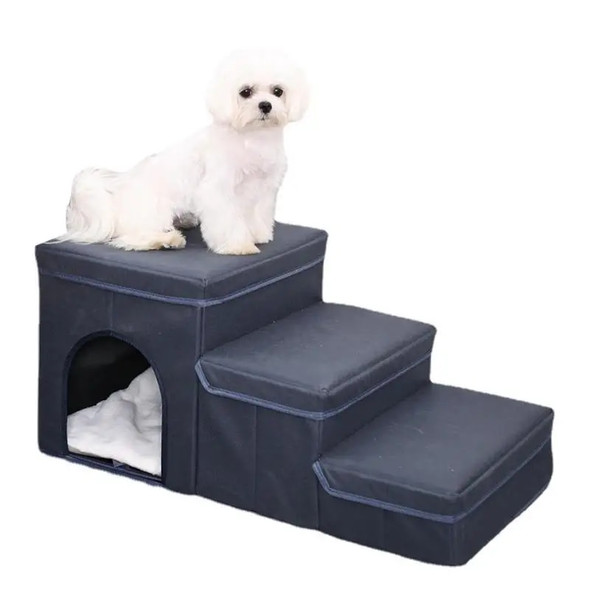 3 Layers Pet Dog Stairs Steps Pet 3 Steps Stairs Non-Slip Pet Steps Foam Ladder Portable Bed Slope Ladder Foldable Ramp Pet Toy