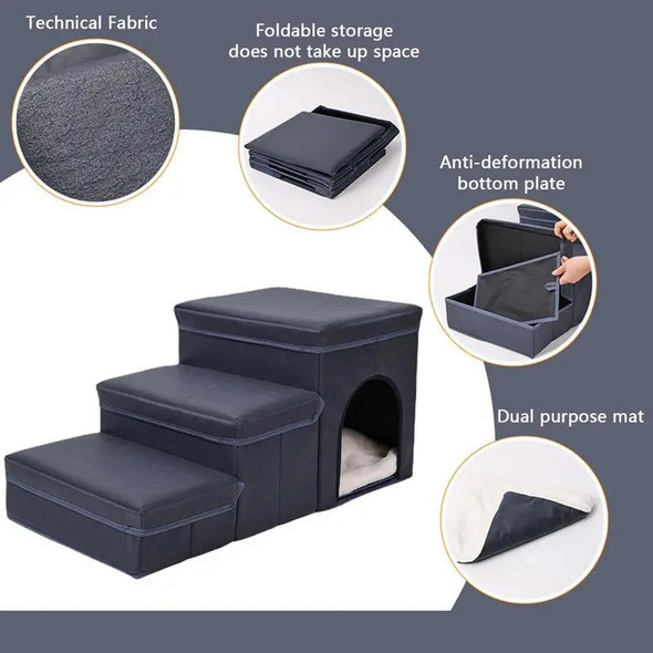 3 Layers Pet Dog Stairs Steps Pet 3 Steps Stairs Non-Slip Pet Steps Foam Ladder Portable Bed Slope Ladder Foldable Ramp Pet Toy