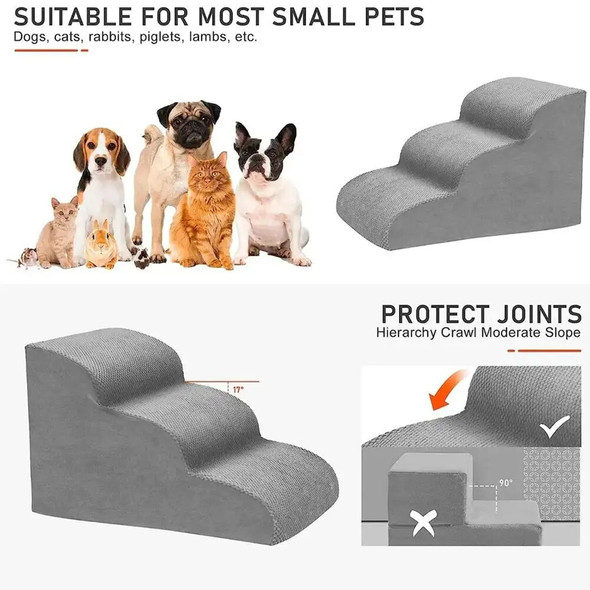 Hot Dog House Dog Stairs Pet 3 Steps Stairs For Small Dog Cat Pet Ramp Ladder Anti-slip Removable Dogs Bed Stairs Pet Suppl E2Y5