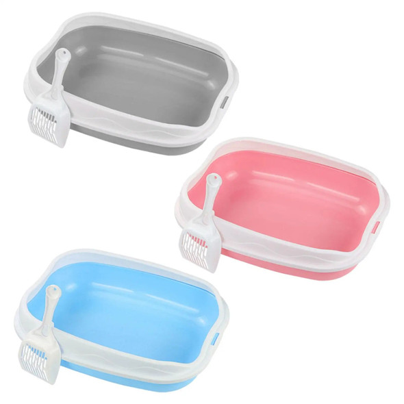 Cat Litter Box for Small Animals Rabbit Cat Sandbox Container Easy to Install Semi Enclosed Cat Sand Basin Kitten Toilet