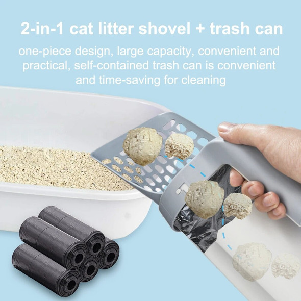 Cat Litter Scoop with Refill Bag For Pet Filter Clean Toilet Garbage Picker Cat Litter Box Self Cleaning Cat Supplies Accessory