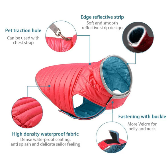 Reversible Fleece Winter Coat for Small Dogs Cats Lightweight Cold Weather Apparel with Leash Hole Reflective Down Jacket Vest
