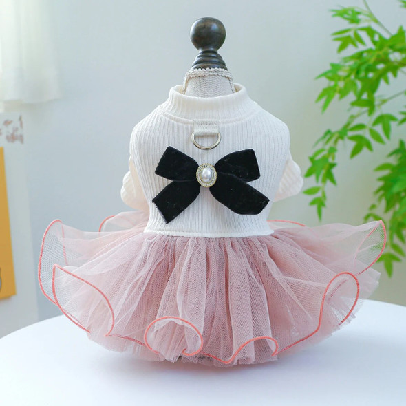 1PC Pet Apparel Dog Spring Autumn1PC Pet Appa Princess Dress Pink Fluffy Skirt with Buckle for Towing Rope For Small Medium Dogs