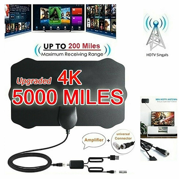 4K High Gain HD TV DTV Box Digital TV Antenna EU Plug 5000 Miles