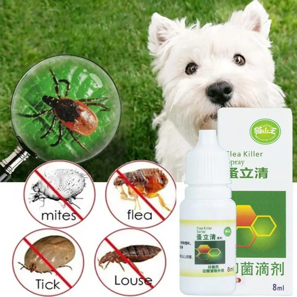 8ML New Arriva Pet Dog Anti-flea Mites Ticks Drops Puppy Kitten Treatment Pest Flea Spray