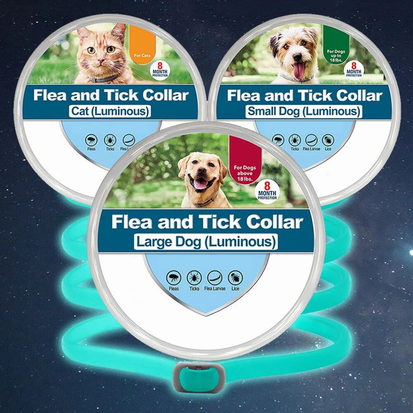 New Reflective Luminous Anti Flea&Tick Collar for Dogs 8-Month Pet Flea Tick Prevention Collar Dog Anti-parasitic Collar for Cat