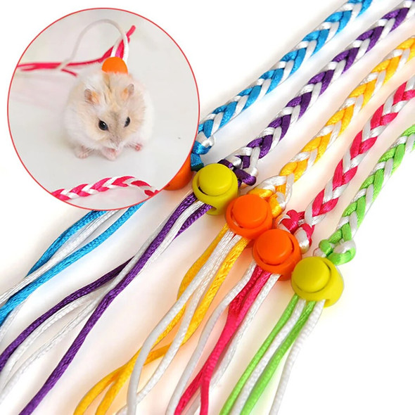2m Adjustable Pet Hamster Harness Rope Gerbil Cotton Rope Harness Lead Collar for Squirrel Rat Mouse Hamster Pet Cage Leash