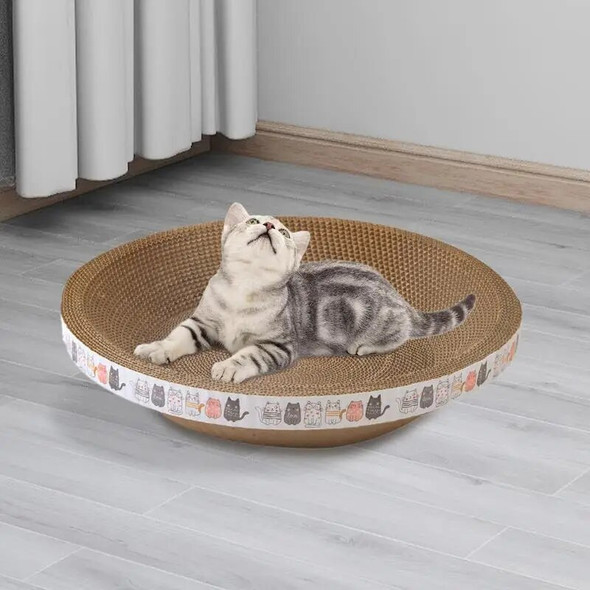 Cat Scratcher Bowl Bed Corrugated Scratcher Board Round Oval Grinding Claw Toys For Grinding Claw Furniture Protector Floor sofa