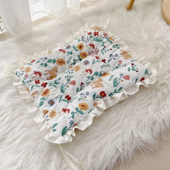 Cat Dog Bed Rectangle Floral Pet Kennel Mat Small Dogs Sofa Bed Puppy House Beds Mats Mattress Cushion Pet Accessories Furniture