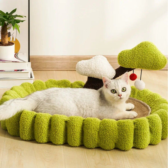 Fluffy Cozy Habitats Cat Bed Scratcher Toys Plush Cat Tree House Nest Breathable Large Space Furniture Couchage Chat Pet Items