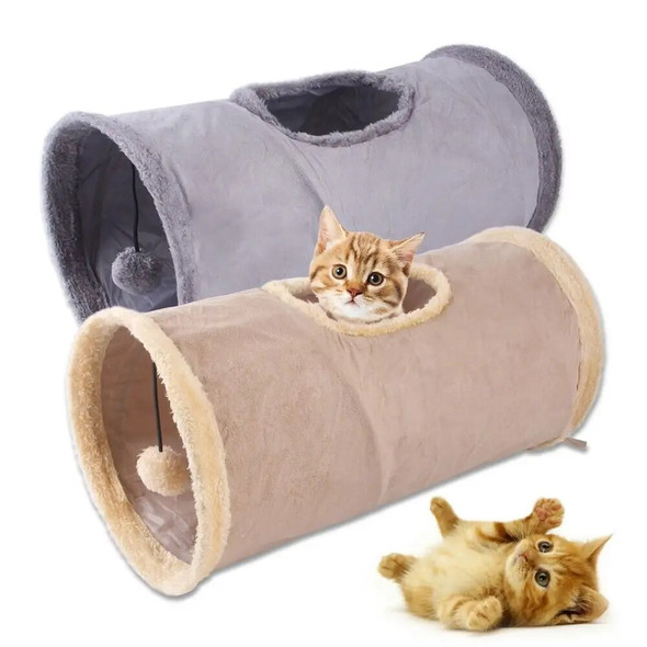 Cat Tunnel Collapsible Suede Fabric Puppy Rabbit Play Chase Hide Tunnel Tube Indoor Game Hiding Training Pet Toys