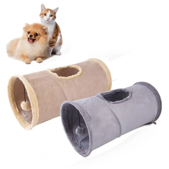 Cat Tunnel Collapsible Suede Fabric Puppy Rabbit Play Chase Hide Tunnel Tube Indoor Game Hiding Training Pet Toys