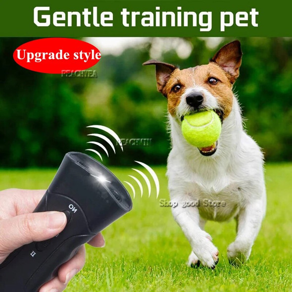NEW Pet Dog Repeller Anti Barking Stop Electric Shocker LED Ultrasonic Dogs Adapter Training Behavior Aids Including Battery