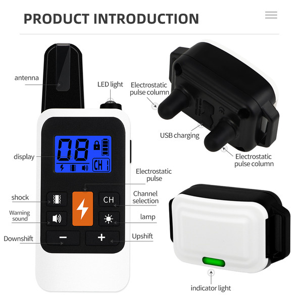 Dog Training Collar Vibration Shock Anti-Barking Equipment Waterproof Rechargeable Electic Training Behavior Aids