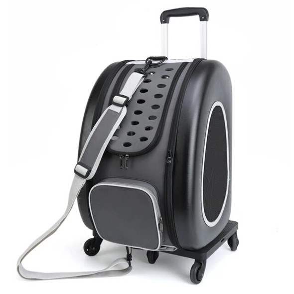 Pet Trolley Dog Stroller for Outing Large Capacity Foldable Breathable Car Cat Bag Pet Carrier Stroller with Removable Wheels