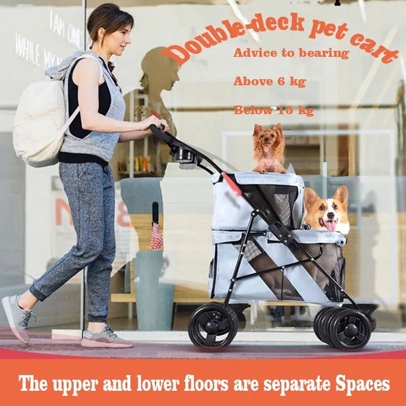 Dogs Accessories Pet Stroller Transportation Carrier For Dog Upper Lower Floors Improve Air Circulation Ventilation Dog Cat Cart