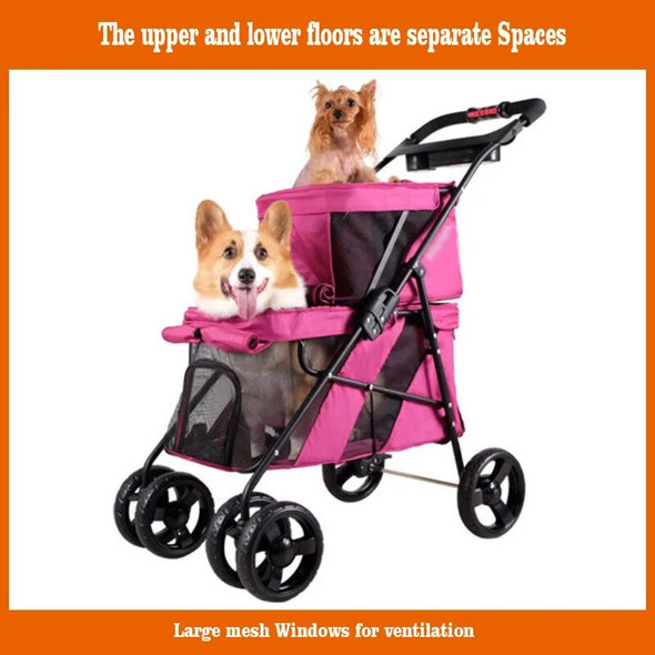 Dogs Accessories Pet Stroller Transportation Carrier For Dog Upper Lower Floors Improve Air Circulation Ventilation Dog Cat Cart