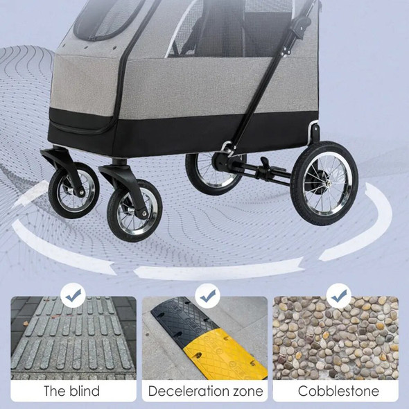 Luxury Dog Stroller Lightweight Folding Dog Transporter Carrier Breathable Mesh Large Space Load-bearing 55KG Outdoor Travel