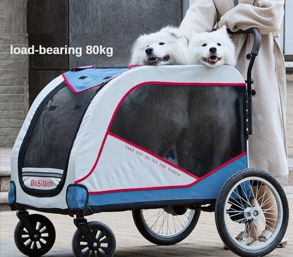 Pet Stroller for Medium Large Multiple Dogs with Rotating Front Wheels Rear Brakes Cat Puppy Cart Carrier Travel Carriage Wagon