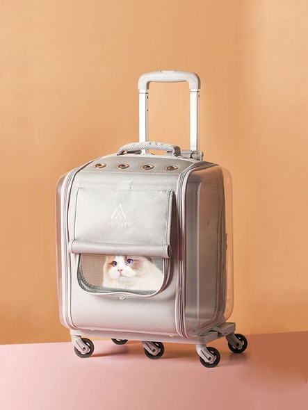 Pet Cat Dogs Trolley Luggage Conveyors Strollers Travel Carrier Bag Transporter Backpack Handbag Cage Suitcase Carts for Cats