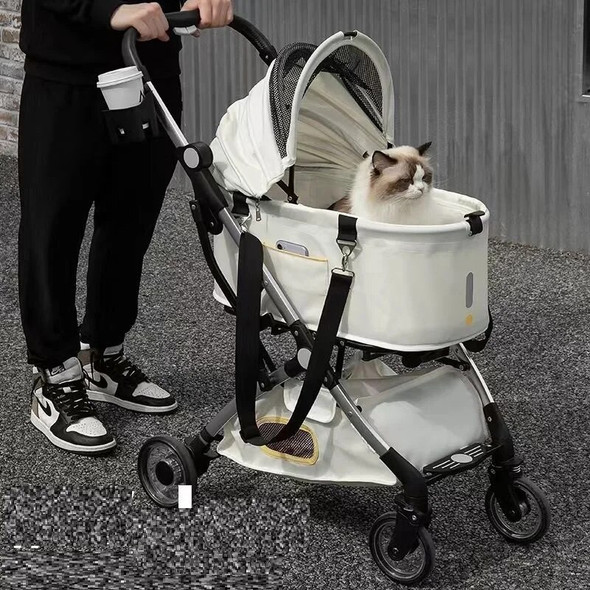 Aluminum Alloy Pet Stroller for Small Dog and Cats Lightweight Foldable Dog Trolley Cat Cart Cat Stroller Pet Carrier