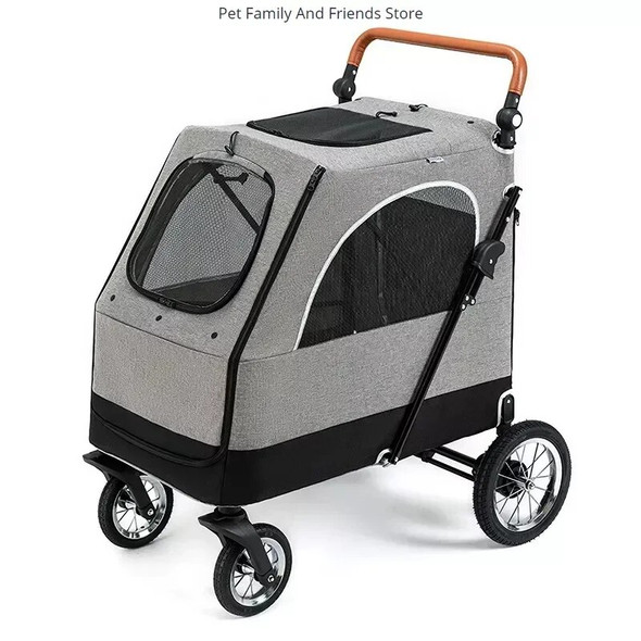 Foldable Pet Stroller 4 Wheel Dog Stroller for Large Dog Load Bearing 55kg Pet Cart with Adjustable Handle Pet Carrier