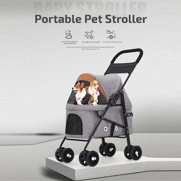 Pet Dogs Cats Cart Outdoor Portable Folding Pet Stroller Car Dog Cat Travel Cart Small Lightweight Carriage Dog Cat Carrier