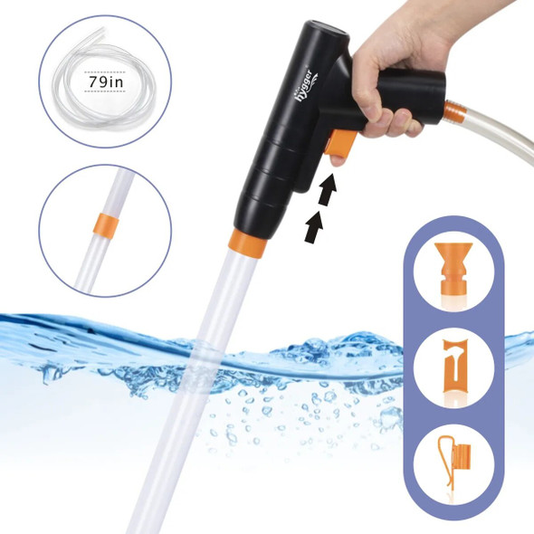 Fish Tank Aquarium Gravel Cleaner Kit Long Nozzle for Water Changing with Air-Pressing Button Adjustable Water Flow Control