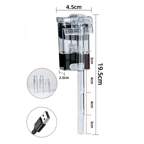 3 In 1 Oxygen Submersible Water Purifier 250L/H Mini Aquarium Filter External Hang Up Filter Water Pumps For Aquarium Fish Tank