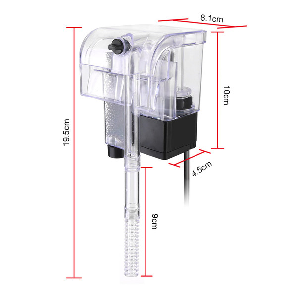 Mini Fish Tank Filter Oxygen Submersible Water Purifier Water Pumps External Hang Up Filter US Plug for Aquarium Fish Tank