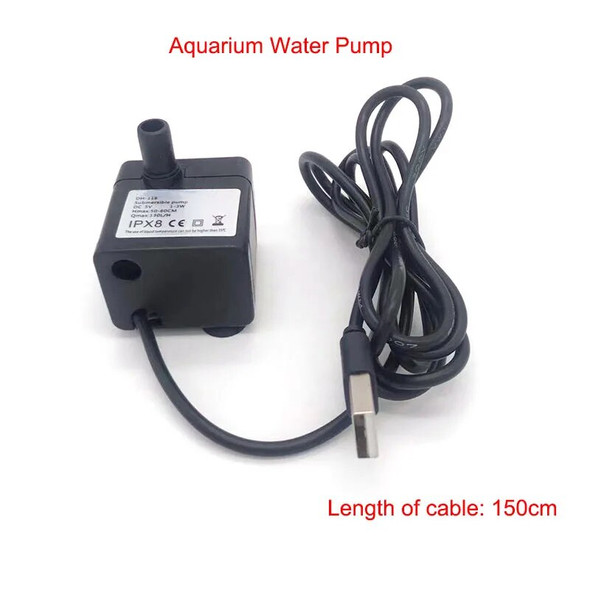 5V Ultra-Quiet Submersible Aquarium Water Pump Water Fountain Pump Filter Fish Pond Tank Fountain Carry Around Water Pumps USB
